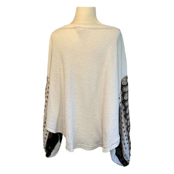 Free People We The Free Blossom Top Cream Pink Brown Thermal Floral Long Sleeves - Picture 6 of 9